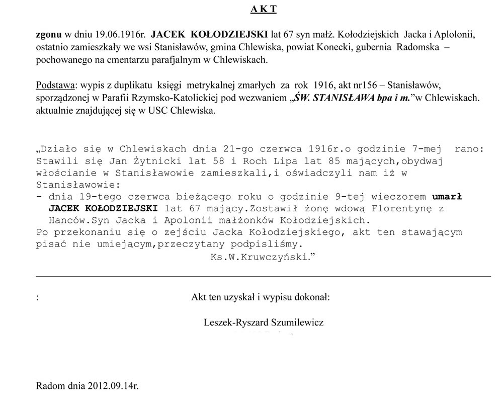 akt19160619 zgonu COM Jacek Kołodziejski