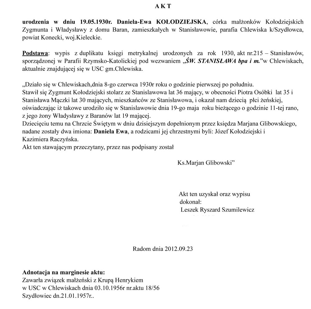 akt19300519 ur COMDaniela Ewa Kołodziejska